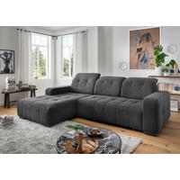 ECKSOFA VICARI Anthrazit Mikrofaser Kopfteilverstellung, Sitzvorzug  - Anthrazit/Schwarz, MODERN, Textil/Metall (185/292cm) - Livetastic