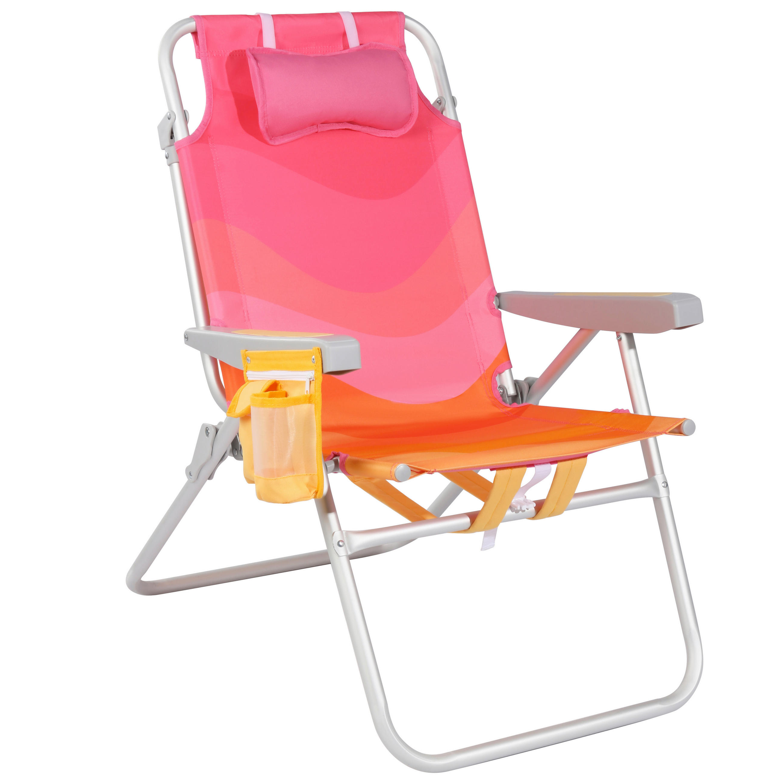 STRANDSTUHL Aluminium Alufarben, Pink  - Pink/Alufarben, Basics, Textil/Metall (62/77/96cm) - Modante