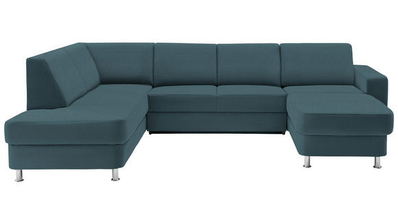 WOHNLANDSCHAFT Türkis, Petrol Chenille  - Türkis/Chromfarben, Design, Kunststoff/Textil (198/301/165cm) - Xora