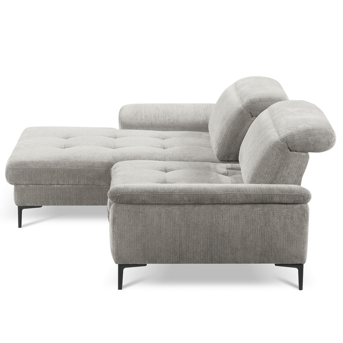 ECKSOFA  Webstoff Grau  - Schwarz/Grau, Design, Textil/Metall (195/268cm) - Livetastic