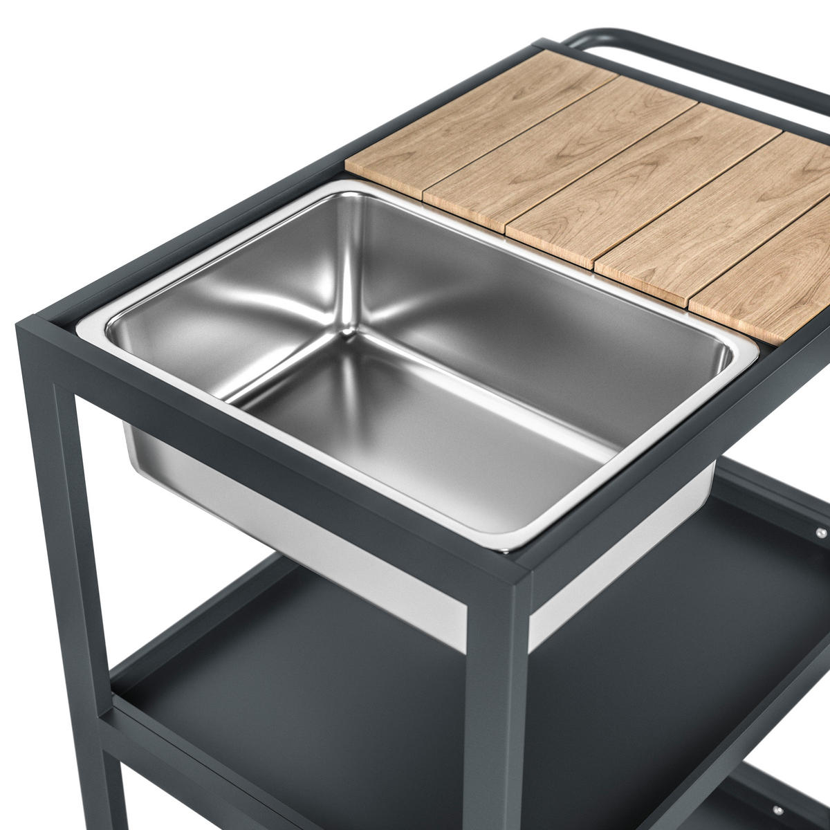 CĂRUCIOR SERVIRE DE GRĂDINĂ - culoare zinc/antracit, Lifestyle, plastic/metal (78/91/50cm) - Ambia Garden