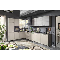 EINBAUKÜCHE   - Creme/Grau, MODERN, Holzwerkstoff - Welnova