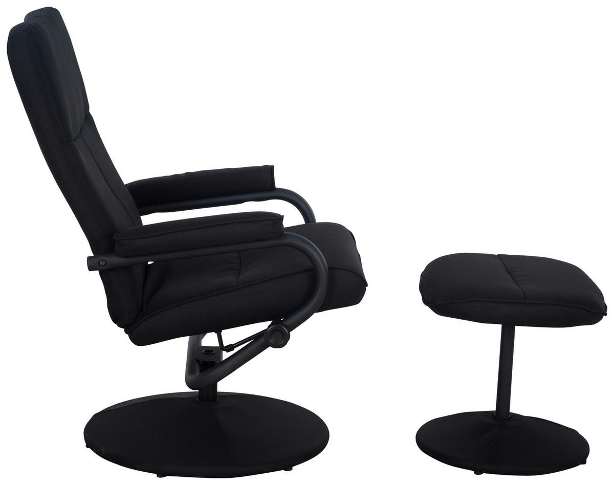 RELAXSESSELSET Leinenoptik Hocker    - Schwarz, MODERN, Textil/Metall (68/96.5/76cm) - P & B