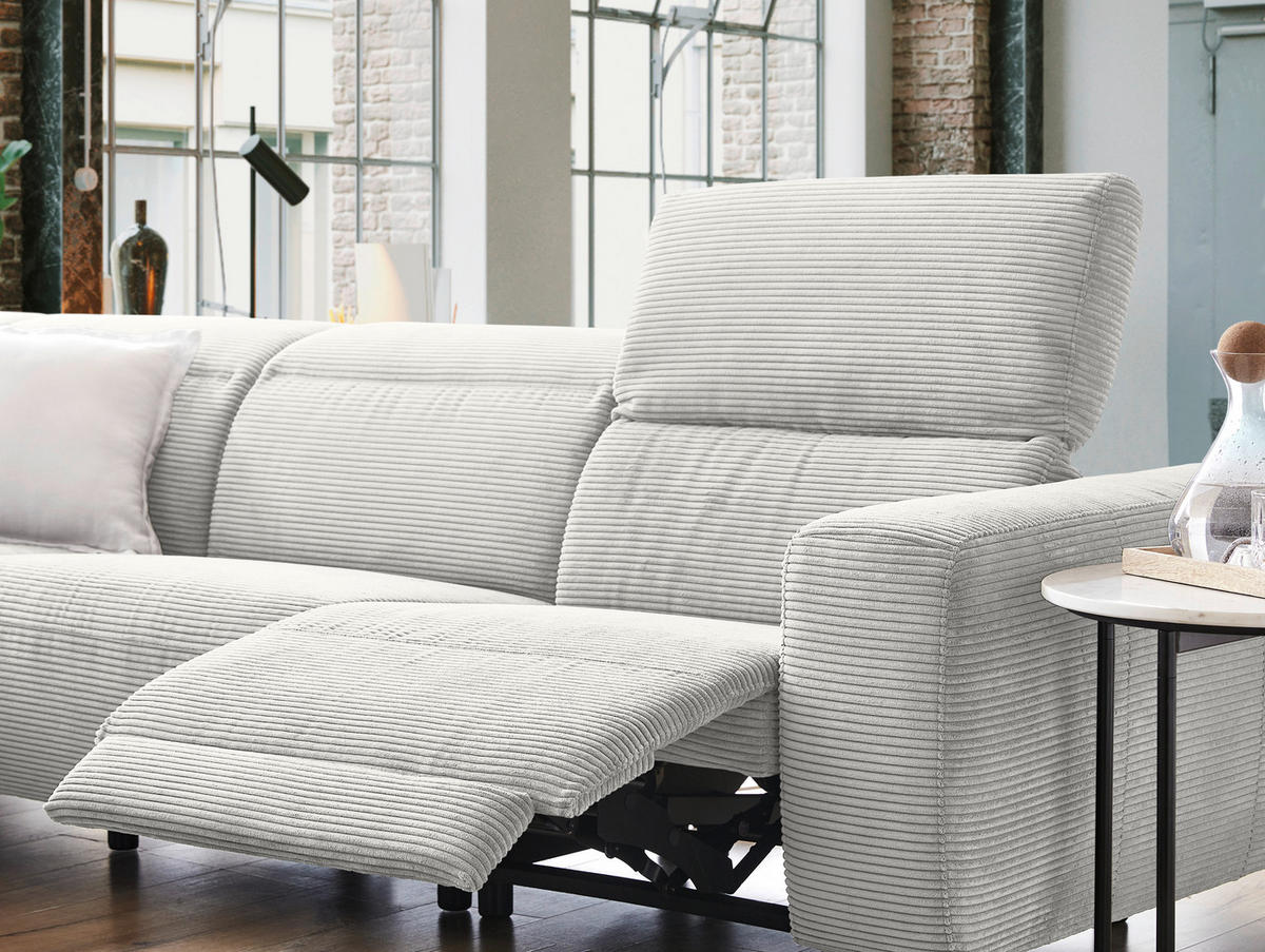 ECKSOFA Weiß Cord  - Schwarz/Weiß, Design, Textil (223/290cm) - Pure Home Lifestyle
