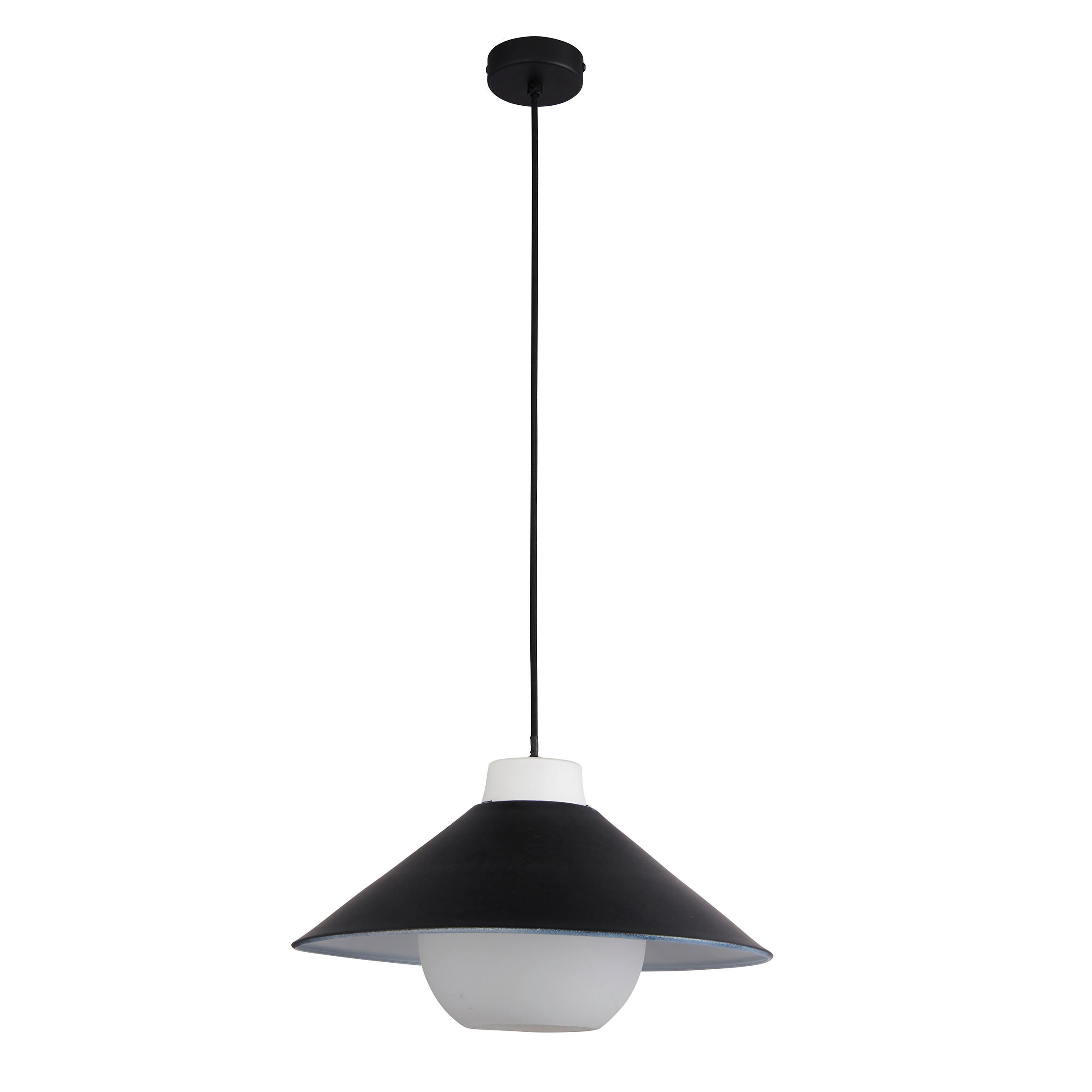 HÄNGELEUCHTE 38/150 cm  - Schwarz/Weiß, KONVENTIONELL, Glas (38/150cm) - ENDON