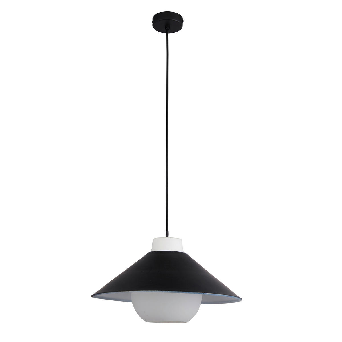 HÄNGELEUCHTE 38/150 cm  - Schwarz/Weiß, KONVENTIONELL, Glas (38/150cm) - ENDON