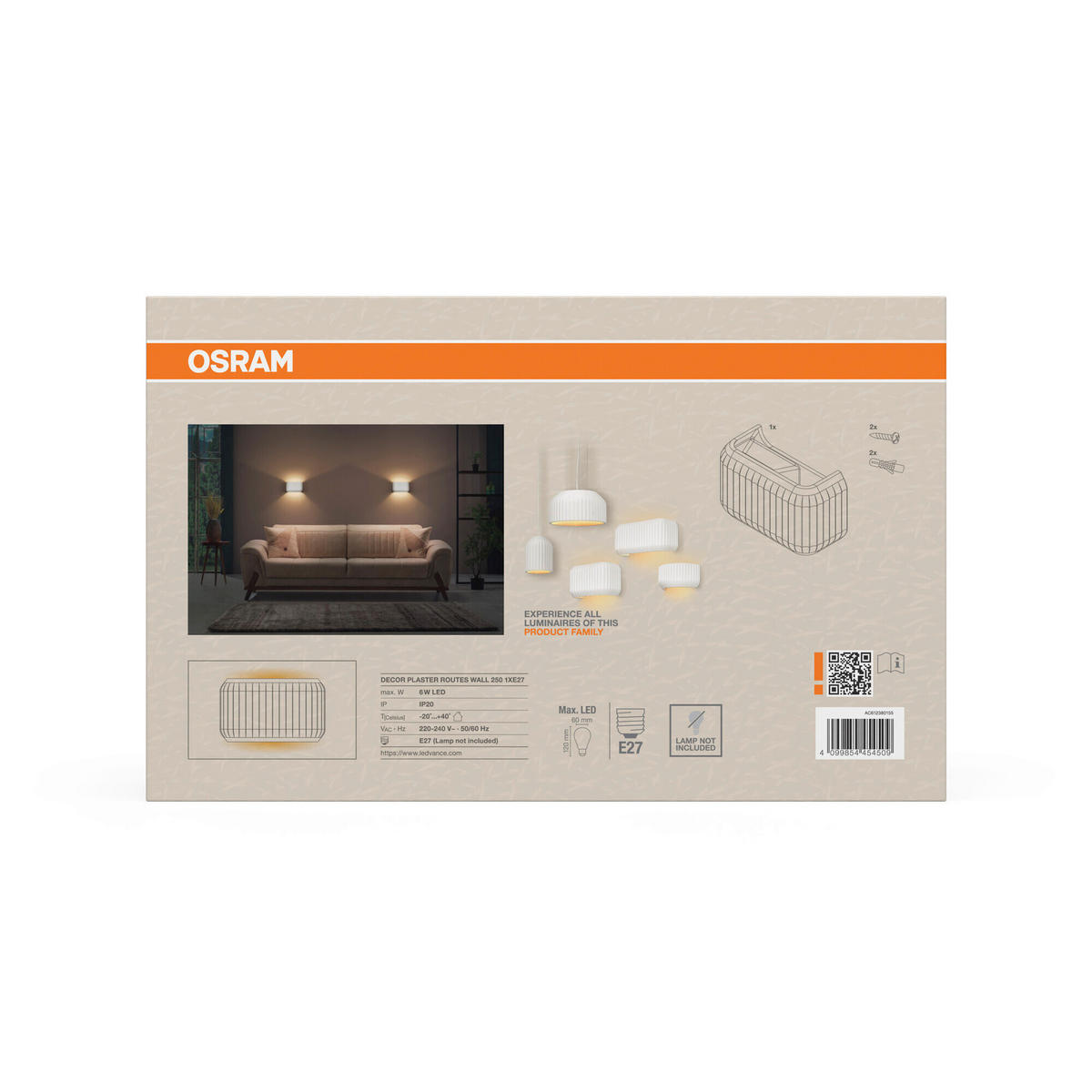 WANDLEUCHTE 25/11/15 cm   - Weiß, Basics, Stein (25/11/15cm) - Osram