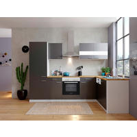 ECKKÜCHE 280/172 cm  in Grau  - Edelstahlfarben/Nussbaumfarben, Basics, Holzwerkstoff/Metall (280/172cm) - Respekta