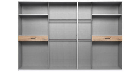 DREHTÜRENSCHRANK in Weiß, Plankeneiche - Plankeneiche/Schwarz, KONVENTIONELL, Glas/Holzwerkstoff (313/208/58cm) - Carryhome