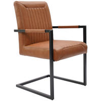 STOL MED ARMSTÖD järn äkta läder pigmenterad  - cognacfärgad/svart, Design, metall/läder (55/91/64cm) - Ambia Home