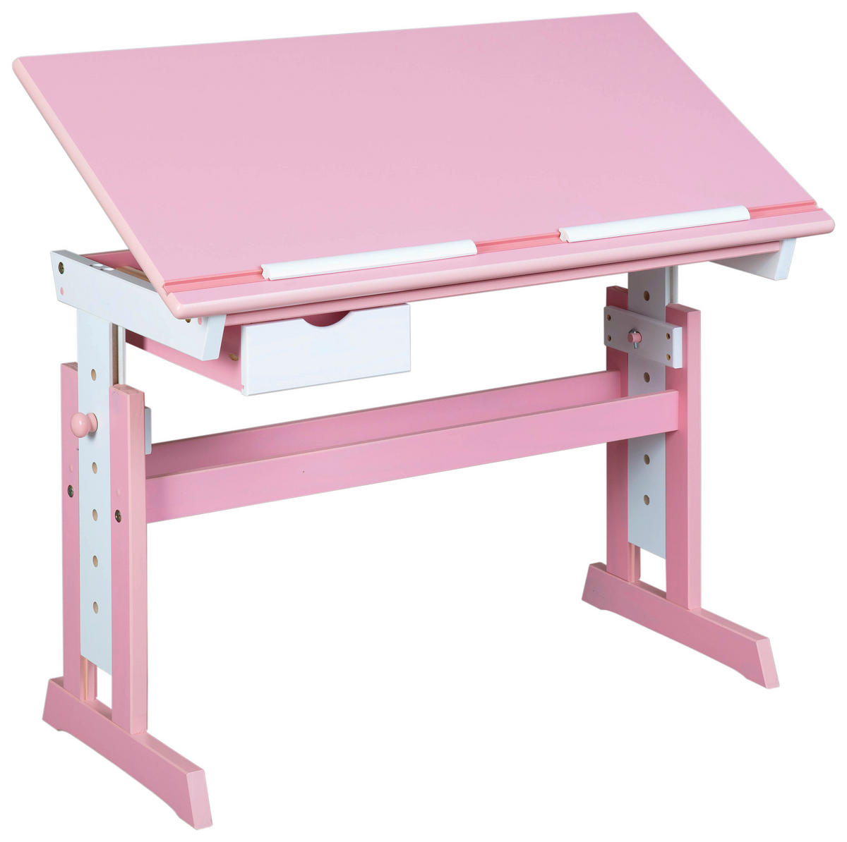 SKRIVBORD UNGDOM 109/55/63-96 cm  i rosa, vit  - vit/rosa, Basics, trämaterial/trä (109/55/63-96cm) - MID.YOU