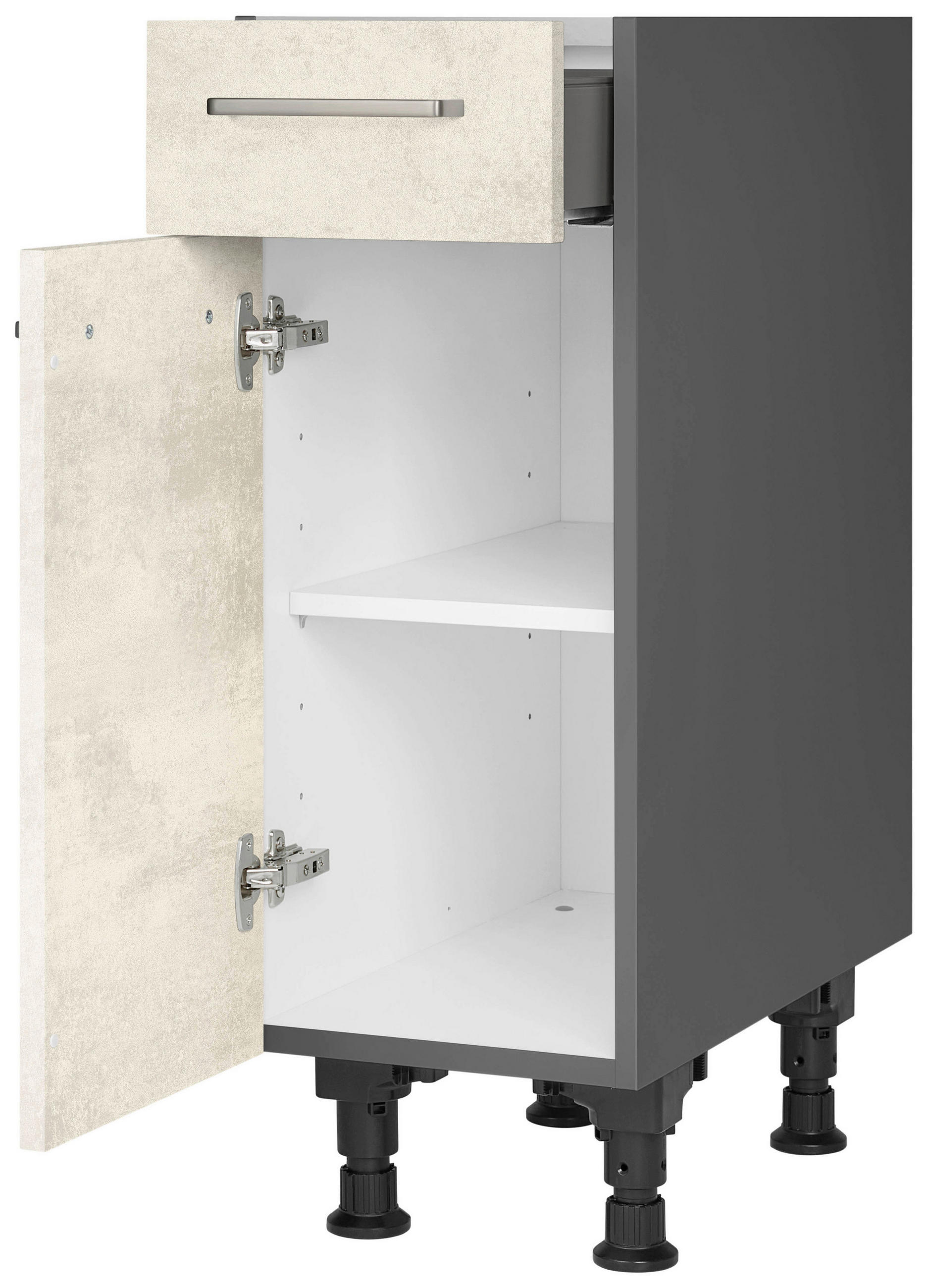 SCHUBKASTENUNTERSCHRANK 30/87/56 cm  in Weiß  - Schieferfarben/Edelstahlfarben, MODERN, Holzwerkstoff/Metall (30/87/56cm) - Nobilia