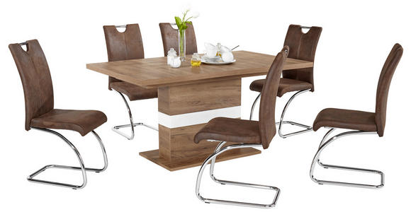 Ausziehbarer Esstisch Avensis 160cm Krafteiche Dunkel - Eichefarben/Weiß, MODERN, Holzwerkstoff (160/76/90cm) - Luca Bessoni