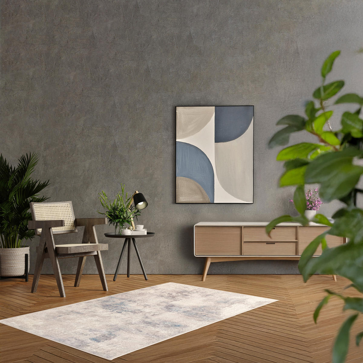 LÄUFER 80/250 cm ONDEA JORG  - Pastellblau/Hellgrau, Basics, Kunststoff/Textil (80/250cm) - Lindorug