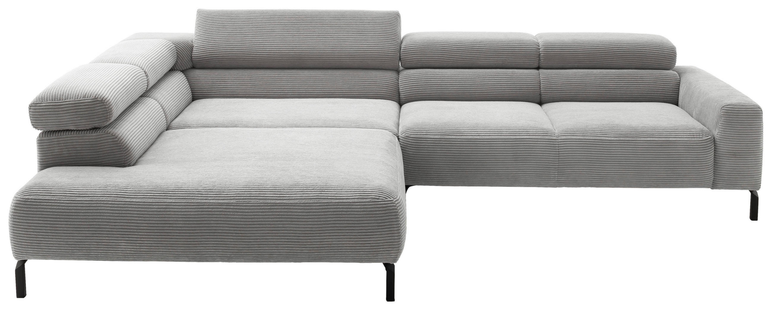 ECKSOFA inkl. Funktion in Cord Grau  - Schwarz/Grau, Modern, Textil/Metall (219/309cm) - Pure Home Lifestyle