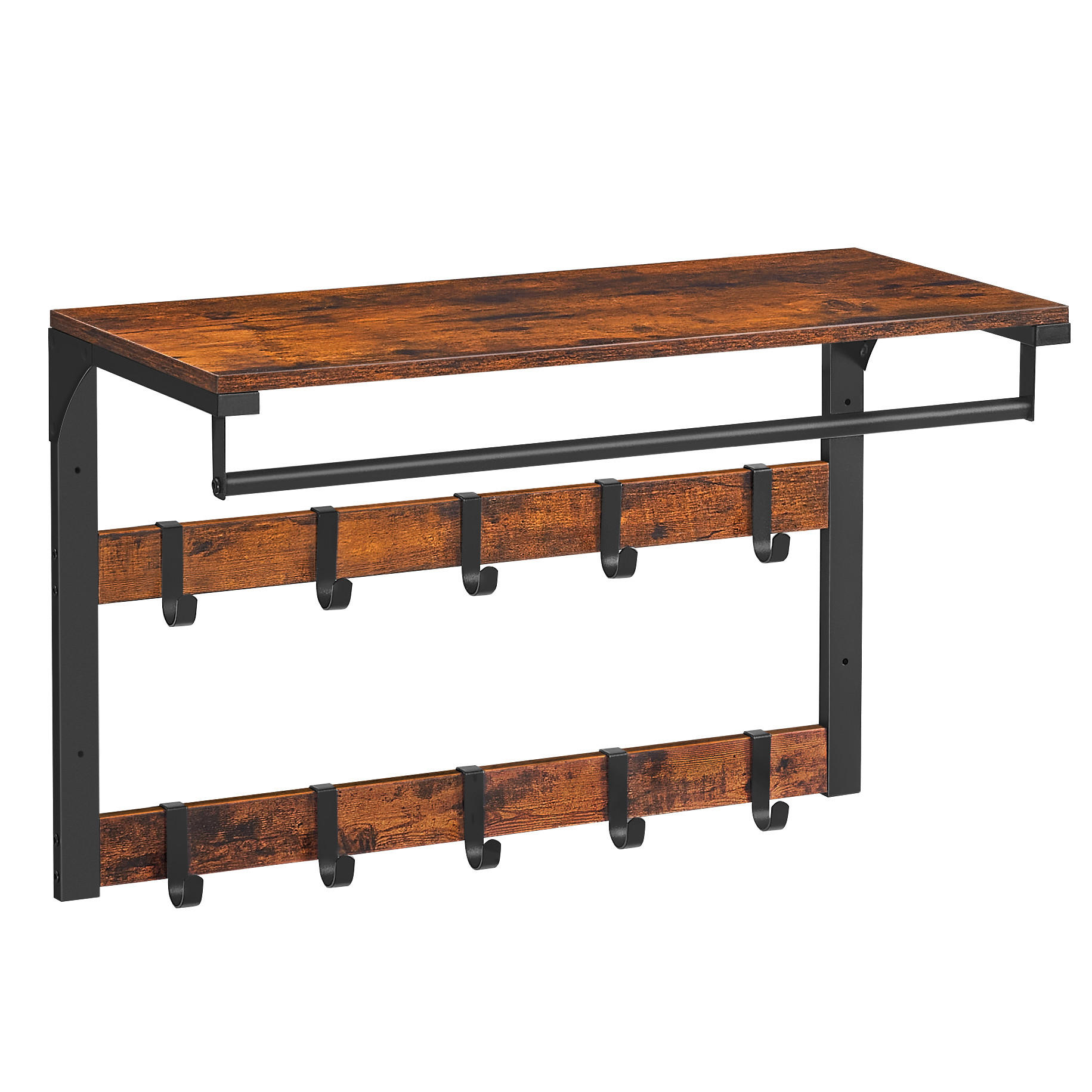 WANDGARDEROBE  in Braun, Schwarz  - Schwarz/Braun, Trend, Holzwerkstoff/Metall (65/42/30cm) - Boxxx