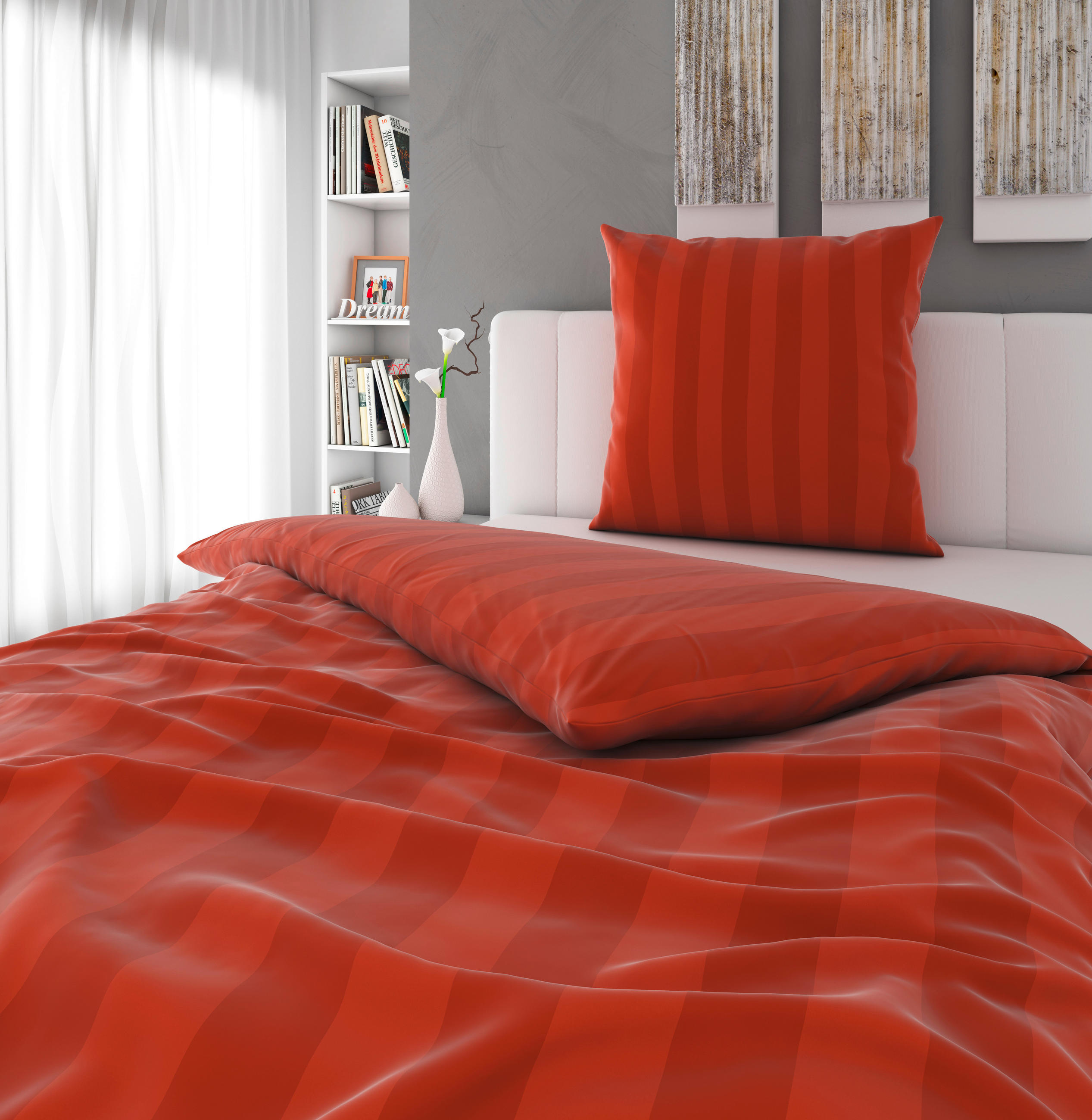 BETTWÄSCHE Dobby Satin 135/200 cm - Rotbraun, KONVENTIONELL, Textil (135/200cm) - Novel