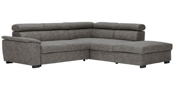 ECKSOFA Grau Lederlook  - Schwarz/Grau, Design, Kunststoff/Textil (263/230cm) - Hom`in