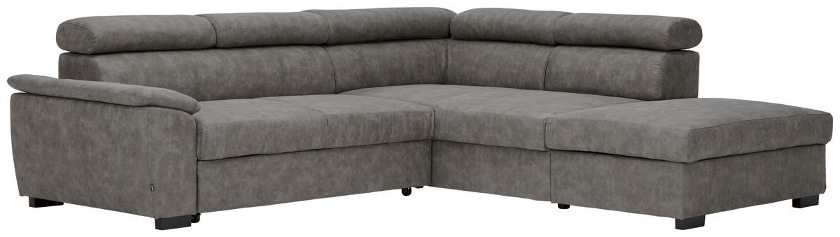 ECKSOFA in Lederlook Grau  - Schwarz/Grau, Design, Kunststoff/Textil (263/230cm) - Hom`in