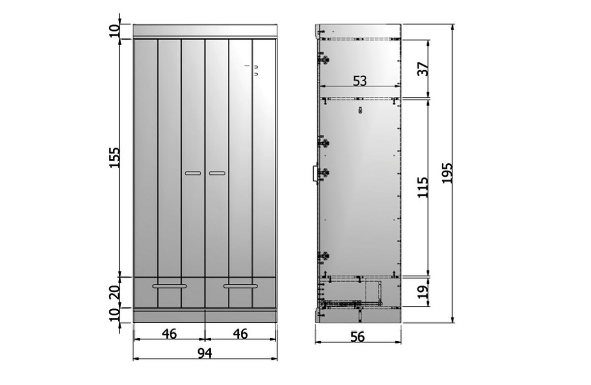 DREHTÜRENSCHRANK 94/195/53 cm 2-türig Weiß  - Weiß, Design, Holz/Holzwerkstoff (94/195/53cm) - Livetastic