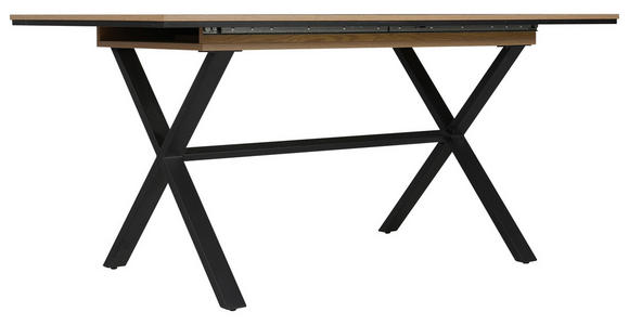 ESSTISCH Schwarz, Eichefarben rechteckig  ausziehbar  - Eichefarben/Schwarz, Design, Holzwerkstoff/Metall (160-200/90/76cm) - Carryhome