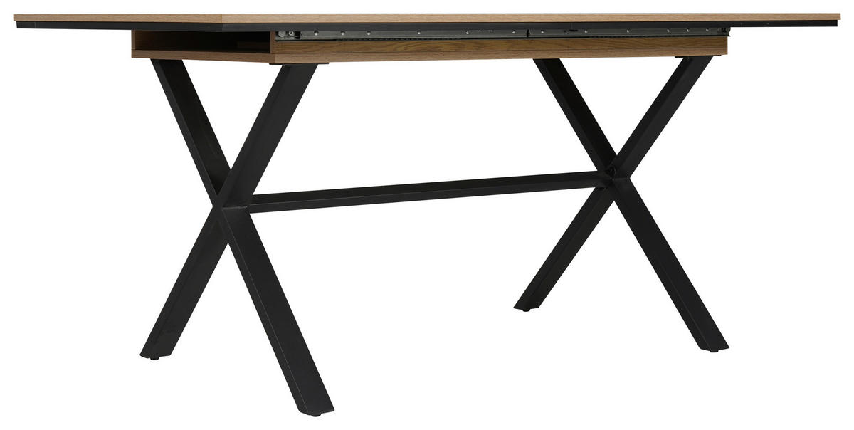 ESSTISCH Schwarz, Eichefarben rechteckig  ausziehbar  - Eichefarben/Schwarz, Design, Holzwerkstoff/Metall (160-200/90/76cm) - Carryhome