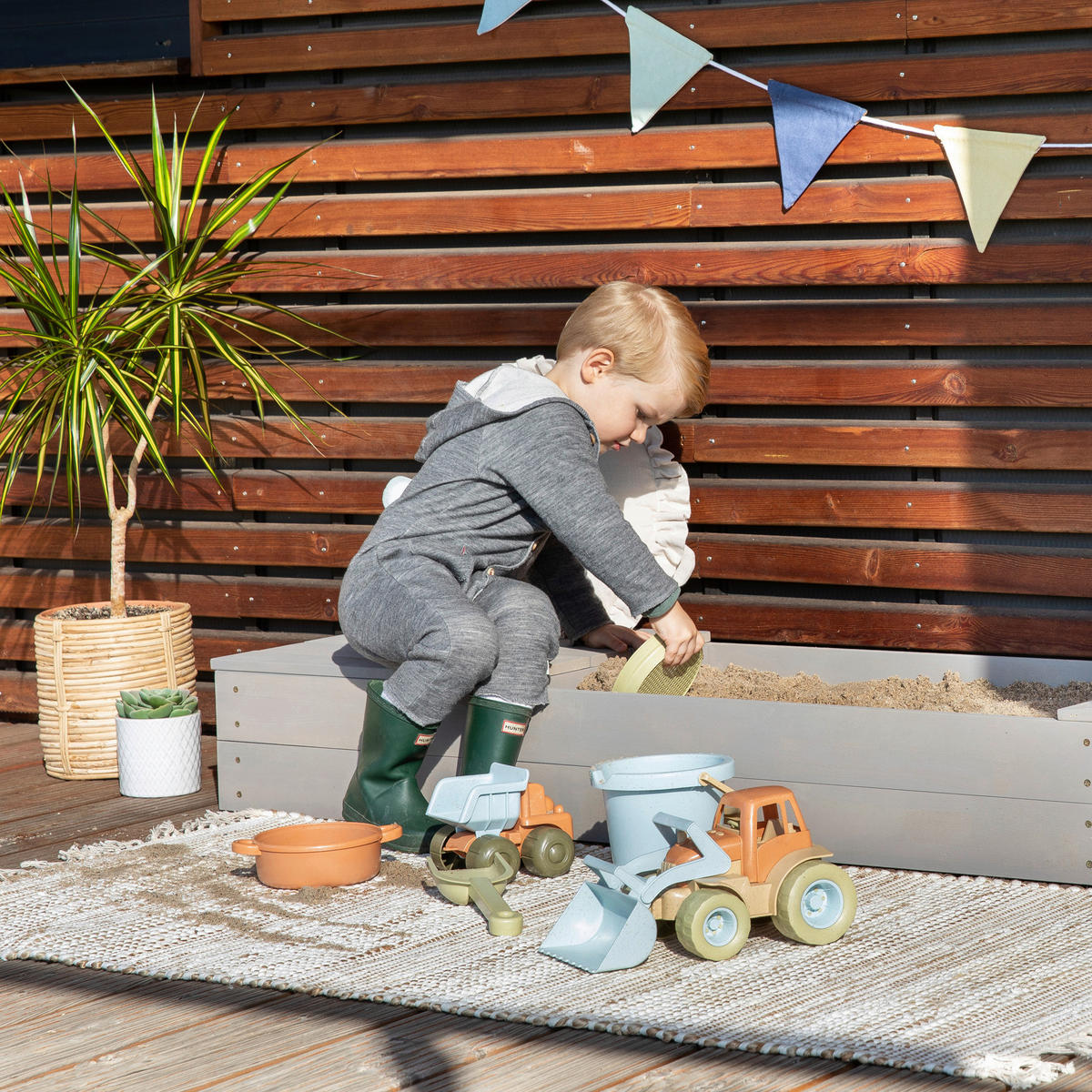 SANDKASTEN 150/45/20 cm  - Grau, Basics, Holz (150/45/20cm) - MUDDY BUDDY