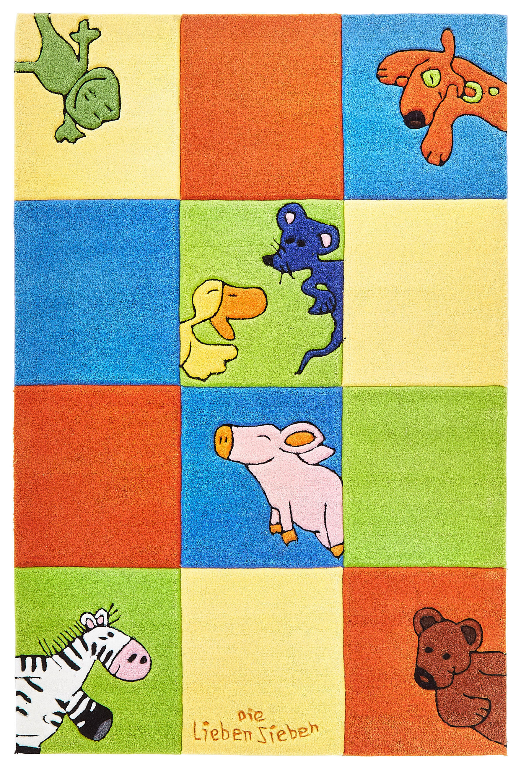 KINDERTEPPICH 110/170 cm Die lieben Sieben  - Blau/Gelb, Trend, Naturmaterialien/Textil (110/170cm)