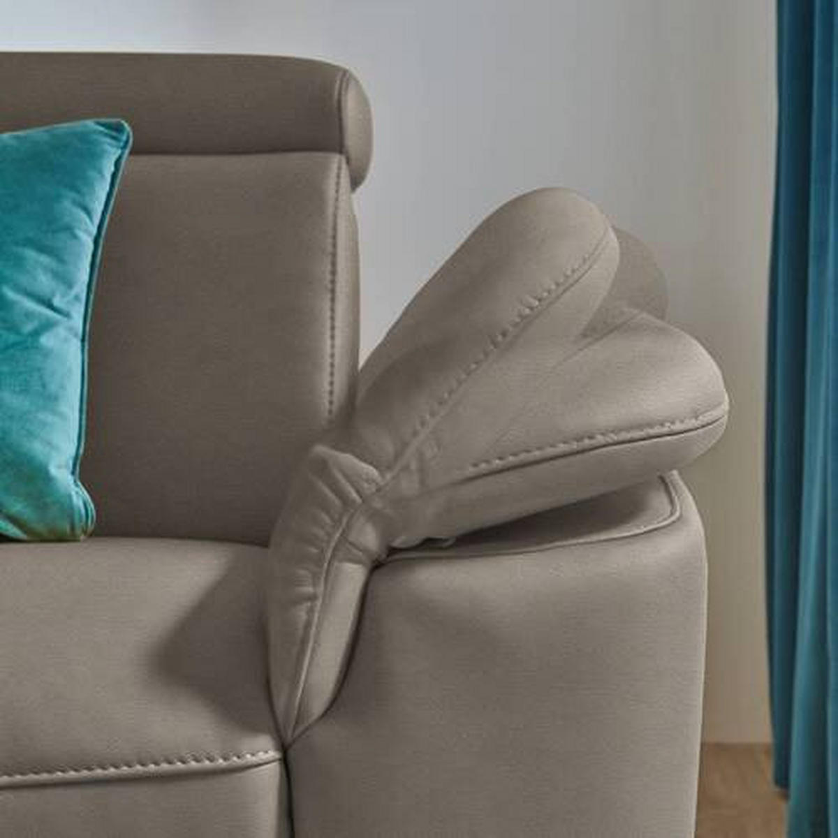 ECKSOFA in Echtleder Graubraun  - Graubraun/Schwarz, Design, Leder/Metall (239/285cm) - Cantus