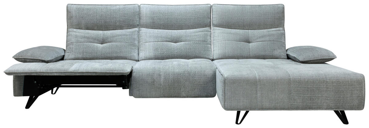 ECKSOFA Hellgrau Chenille  - Hellgrau/Schwarz, Design, Kunststoff/Textil (314/162cm) - Livetastic