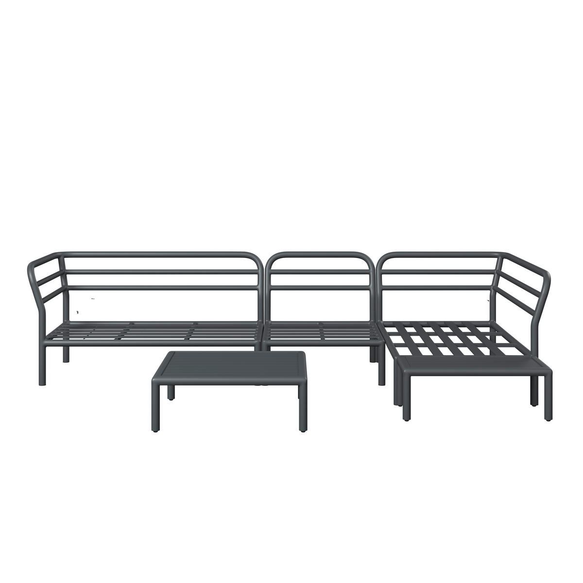 LOUNGEGARNITUR Aluminium  - Dunkelgrau/Anthrazit, Design, Textil/Metall (289/69/169cm) - Amatio