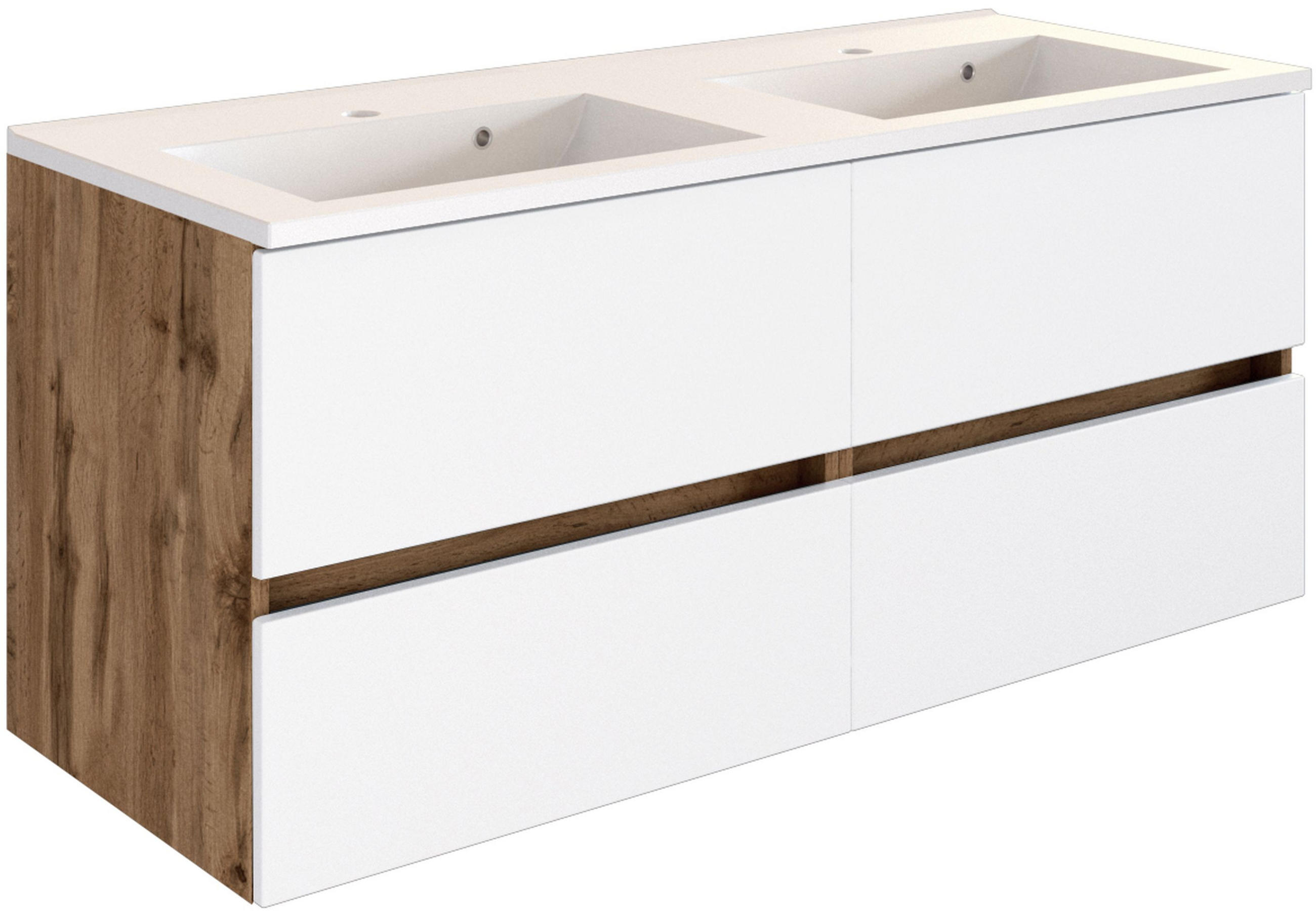WASCHTISCHKOMBI 120 cm  - Eiche Wotan/Weiß, Design, Holzwerkstoff/Stein (120cm) - Held