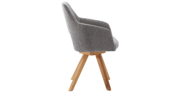 ARMLEHNSTUHL in Webstoff - Wildeiche/Dunkelgrau, KONVENTIONELL, Holz/Textil (57/84/57cm) - Voleo