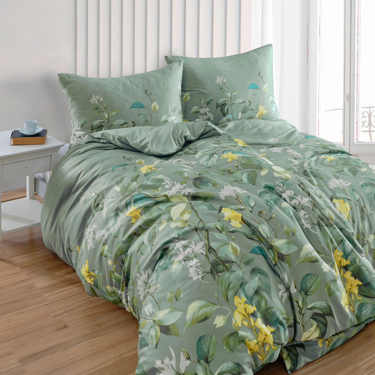 BETTWÄSCHE 2-teilig Satin 140/200 cm  - Dunkelgrün, Basics, Textil (140/200cm) - Florella