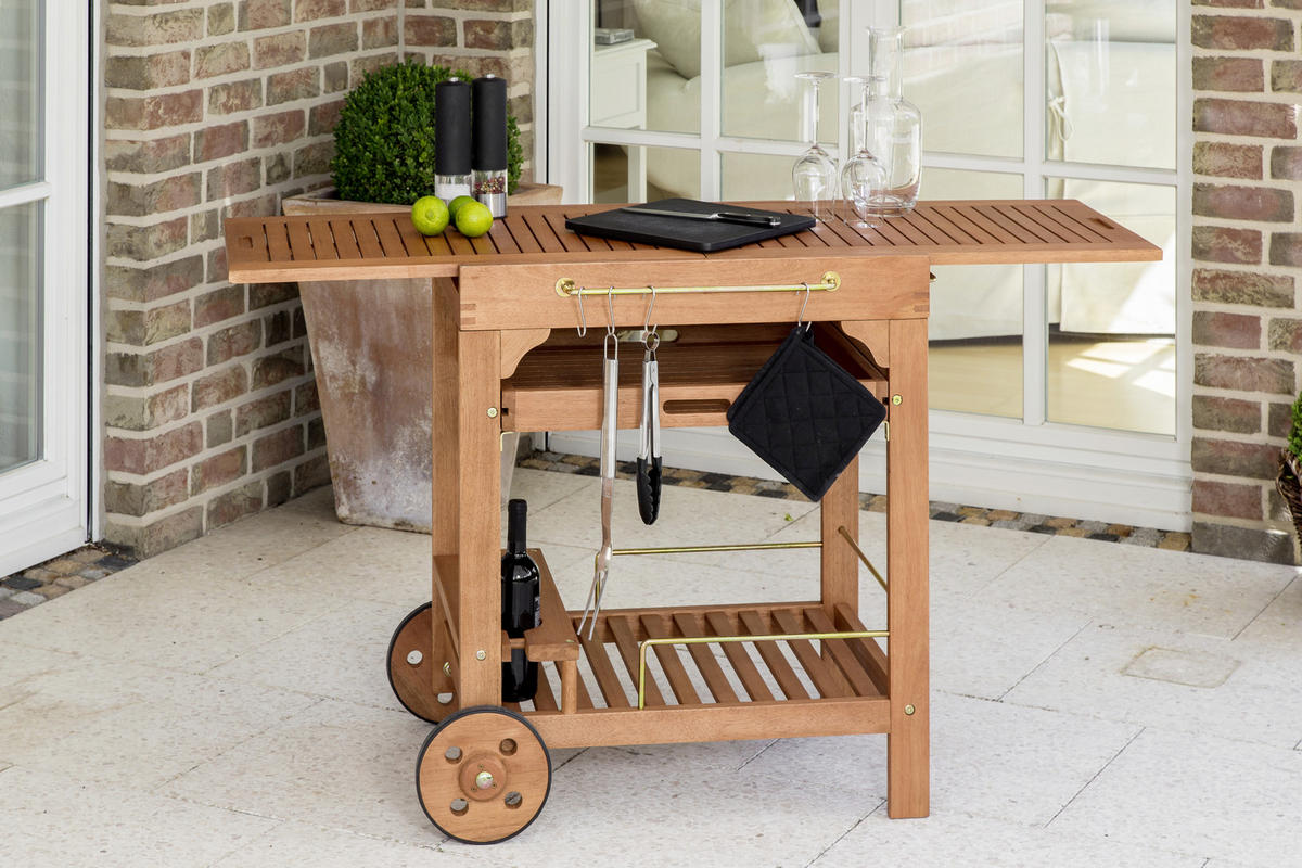 GARTEN-SERVIERWAGEN Holz  - Naturfarben, KONVENTIONELL, Holz/Metall (75/75/84cm) - Gardenson