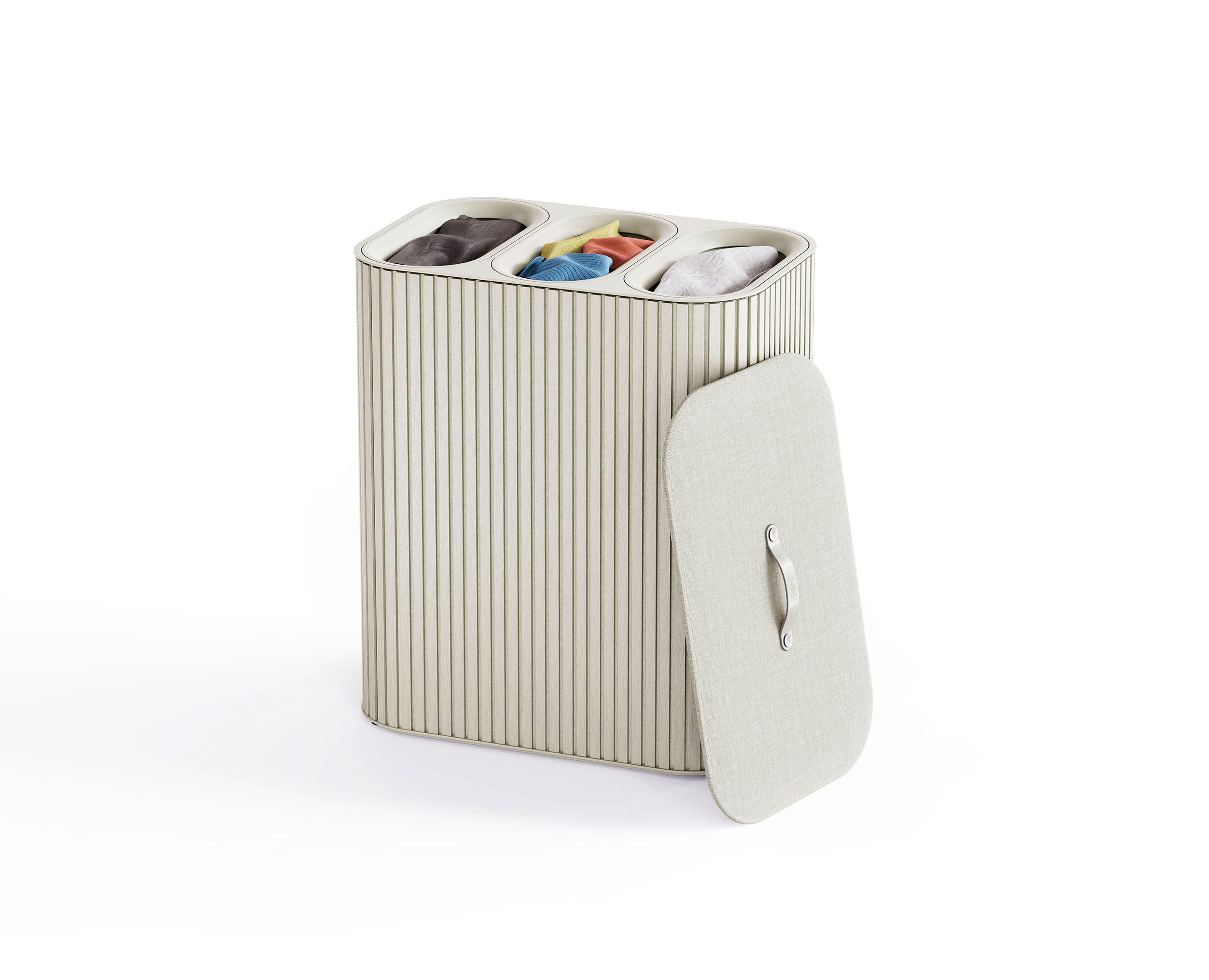 KOŠ ZA PERILO - sivobež, Basics, umetna masa/tekstil (60.80/73,50cm) - Joseph Joseph