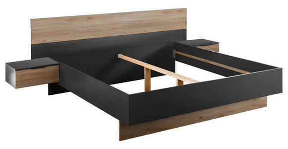 BETTANLAGE 180/200 cm  in Graphitfarben, Eichefarben  - Eichefarben/Graphitfarben, KONVENTIONELL, Holzwerkstoff (180/200cm) - Carryhome