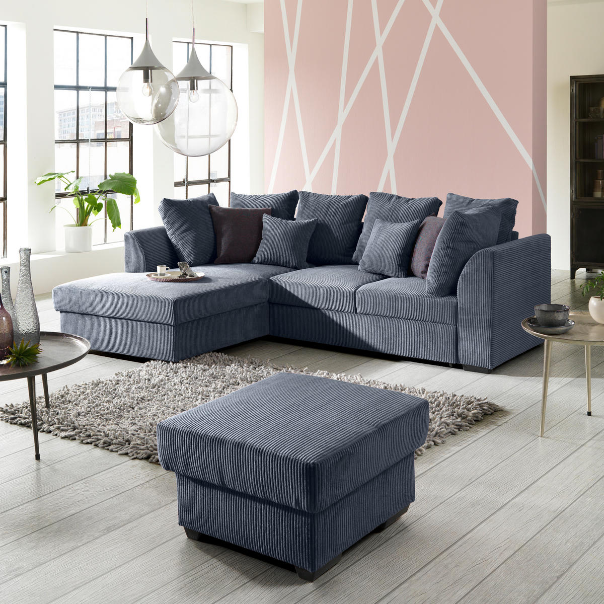HÖRNSOFFA i manchester grå  - svart/grå, Design, textil/plast (174/259cm) - Livetastic