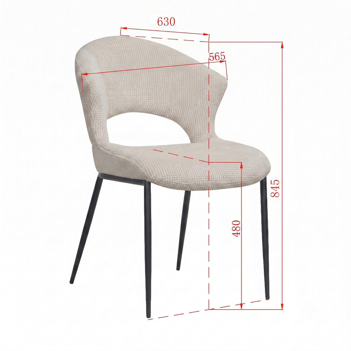 STUHL   Webstoff  Beige  - Beige/Schwarz, Design, Textil/Metall (56,5/83,5/63,5cm) - Stylife
