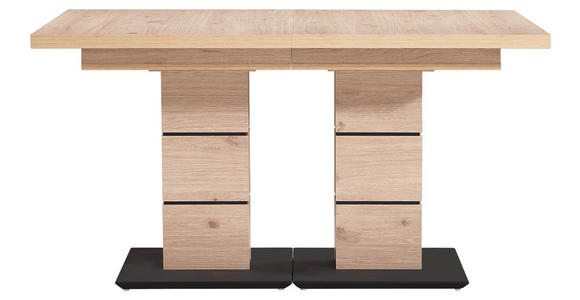 ESSTISCH in Holzwerkstoff 140-220/90/75 cm  - Eichefarben/Schwarz, Design, Holzwerkstoff (140-220/90/75cm) - Dieter Knoll