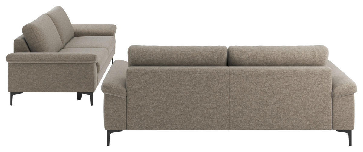 3-SITZER-SOFA Flachgewebe Taupe  - Taupe/Schwarz, Design, Holzwerkstoff/Textil (226/89/97cm) - Pure Home Lifestyle