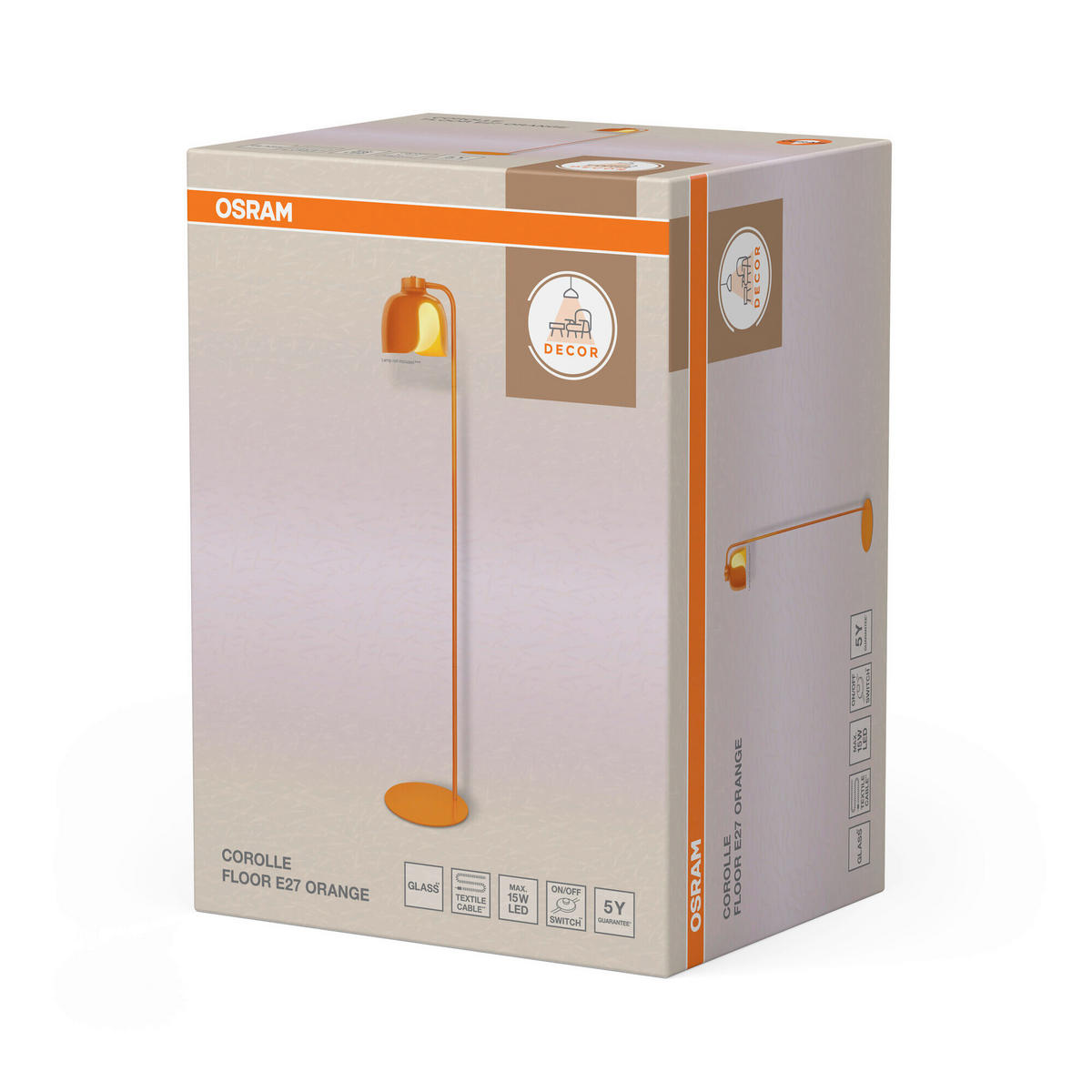 STEHLEUCHTE 27/141 cm    - Orange, Basics, Glas/Metall (27/141cm) - Osram