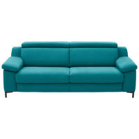 3-SITZER-SOFA in Chenille Petrol  - Petrol/Schwarz, Design, Textil/Metall (230/104/104cm) - Valdera