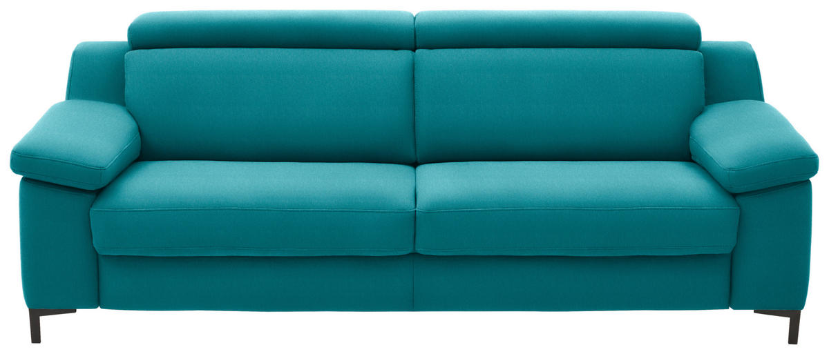 3-SITZER-SOFA in Chenille Petrol  - Petrol/Schwarz, Design, Textil/Metall (230/104/104cm) - Valdera