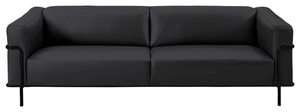 3-SITZER-SOFA in Echtleder Dunkelgrau, Fango  - Fango/Dunkelgrau, Design, Leder/Metall (236/67/96cm) - Johann Jakob