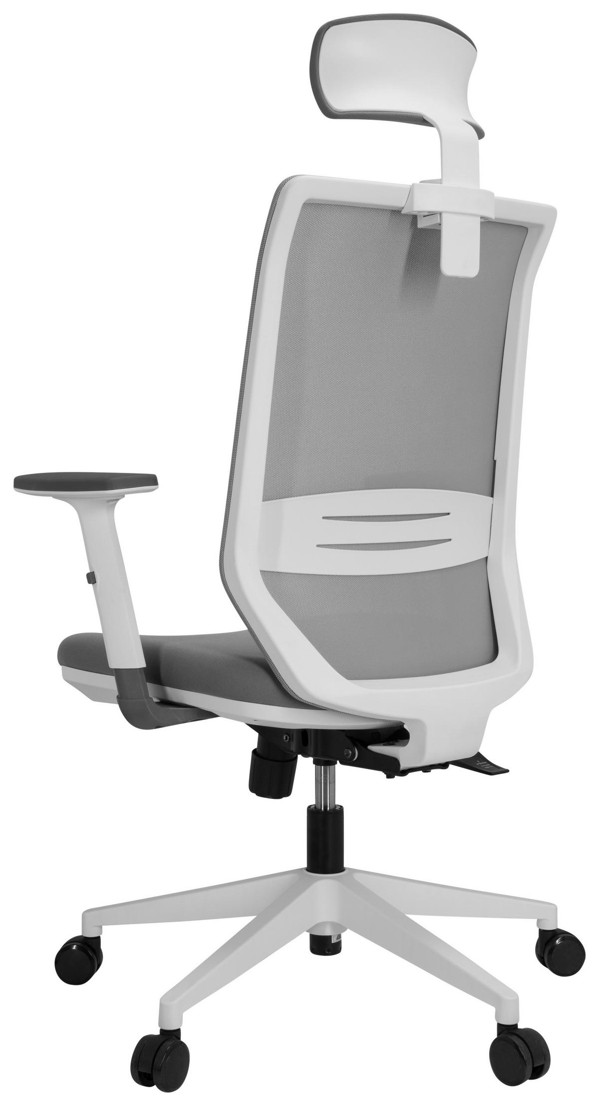 OTOČNÁ ŽIDLE, síťovina, plochá tkanina, šedá, bílá - šedá/bílá, Basics, textil/plast (70/117/62cm) - MID.YOU