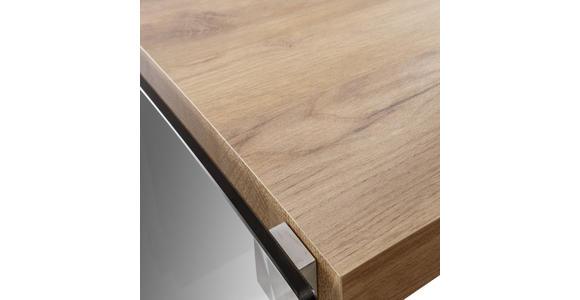 ECKSCHREIBTISCH 141,8/116,5/74 cm in Eichefarben - Chromfarben/Eichefarben, Design, Glas/Holzwerkstoff (141,8/116,5/74cm) - Novel