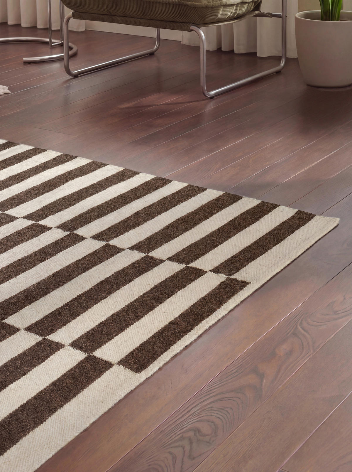 HANDWEBTEPPICH 160/230 cm Vika Weiß, Dunkelbraun rechteckig  - Dunkelbraun/Weiß, Basics, Textil (160/230cm) - Hanse Home