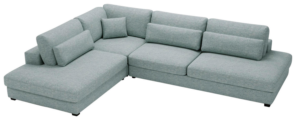 ECKSOFA in Plüsch, Bouclé Hellblau  244/332 cm  - Schwarz/Hellblau, Design, Kunststoff/Textil (244/332cm) - Livetastic
