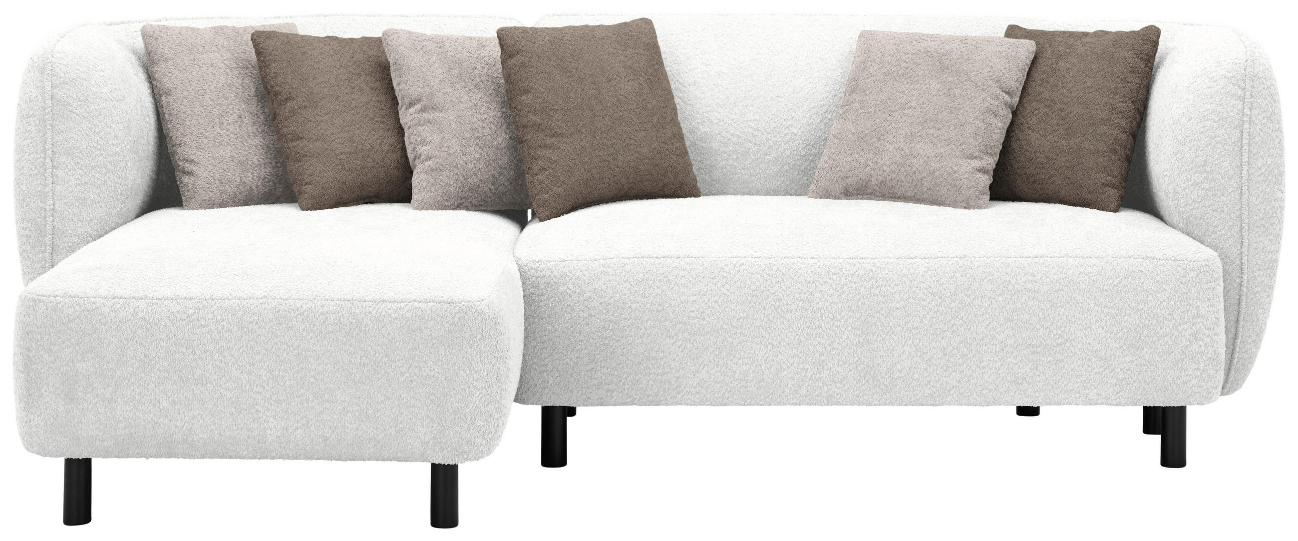 ECKSOFA in Chenille Weiss  - Sandfarben/Weiss, Design, Holz/Textil (148/236cm) - Lomoco